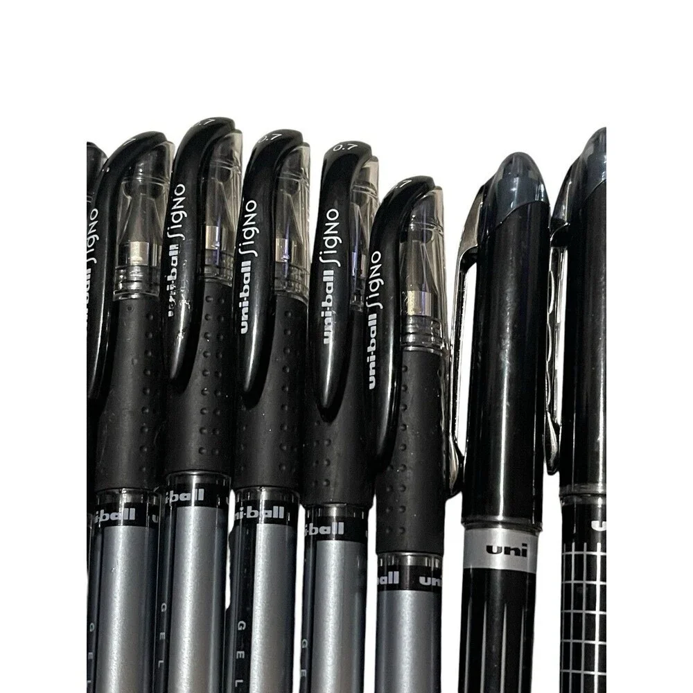 Lot of 12 uni-ball Mix Uni-ball / Signo Rollerball Pens Black Ink